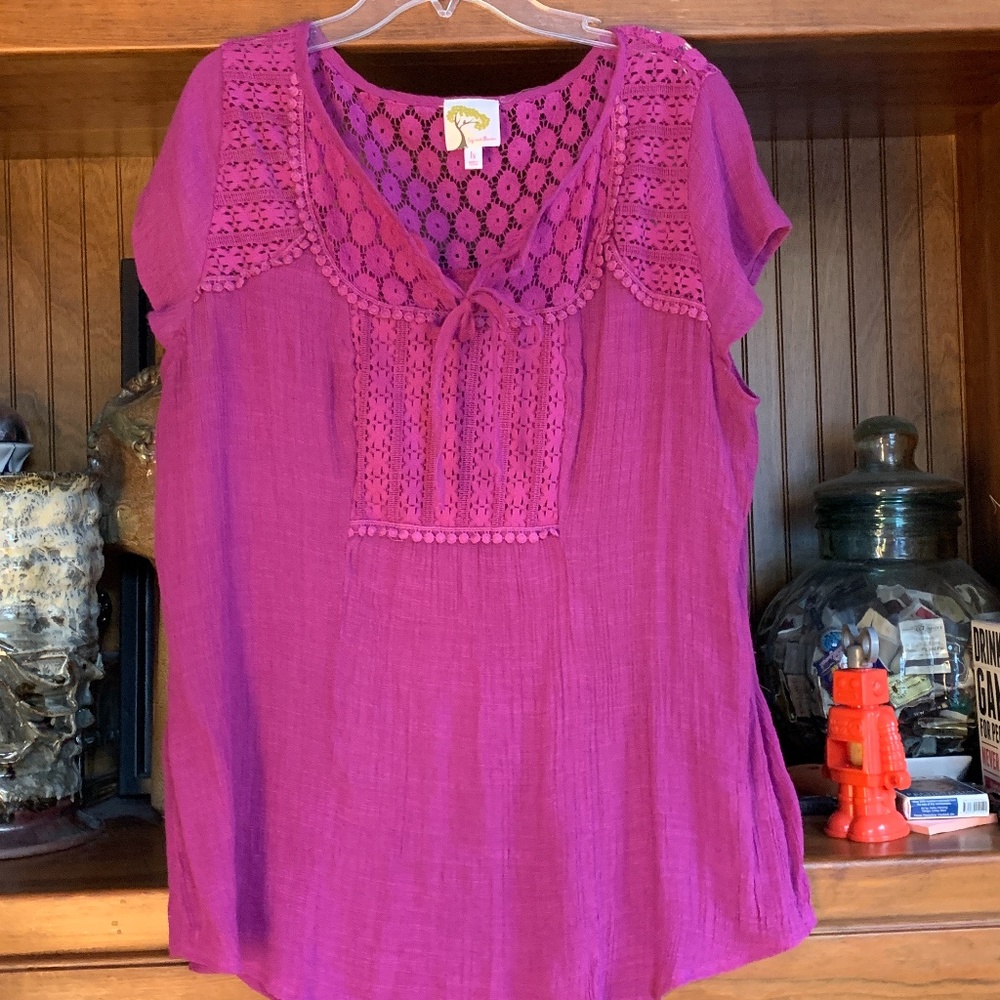 Fig abd Flower soft gauzy blouse. Worn once. Locely